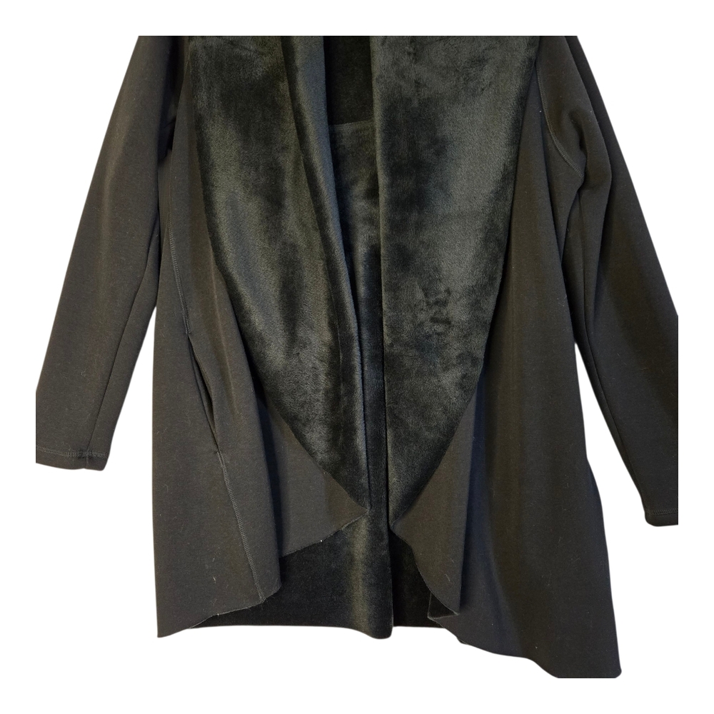 DREW Women's Size M NWT Black Open Front Luxury  Collared Wrap Jacket